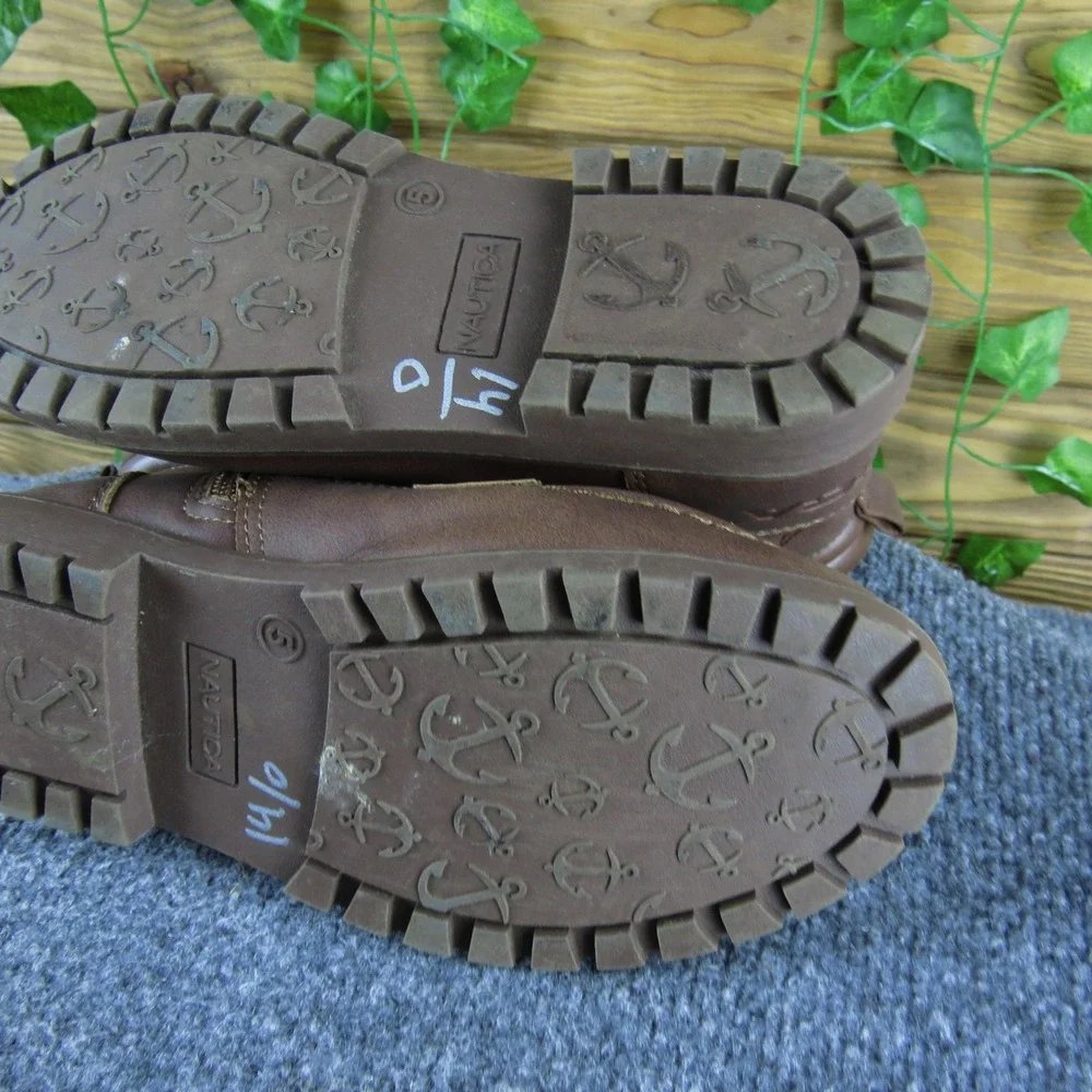 Nautica Zaysan Boys Size 5 Brown Synthetic Lace Up Ankle Boots Casual Outdoor‎
